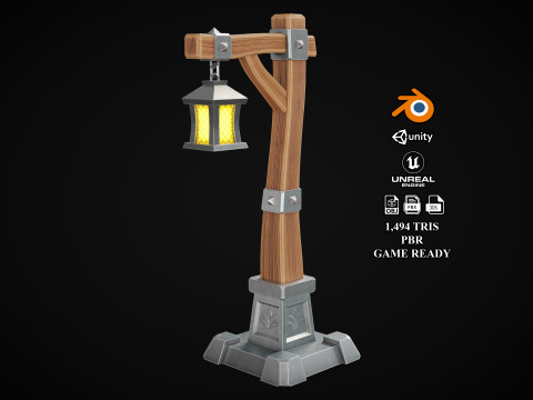 Stylized Lamp post 3Dモデル