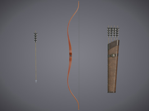 Bow and Arrow with Arrow Case 3Dモデル