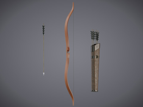 Bow and Arrow with Arrow Case 3Dモデル