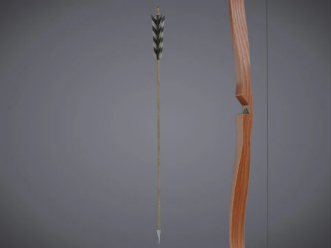 Bow and Arrow with Arrow Case 3D Model