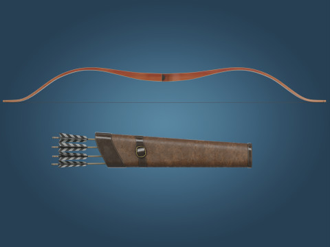 Bow and Arrow with Arrow Case 3Dモデル