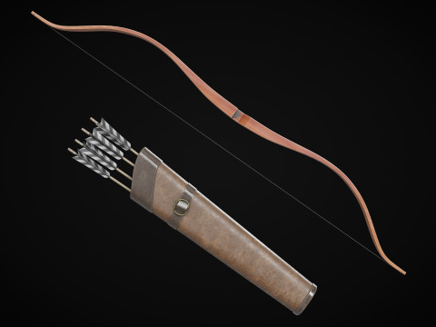 Bow and Arrow with Arrow Case 3Dモデル