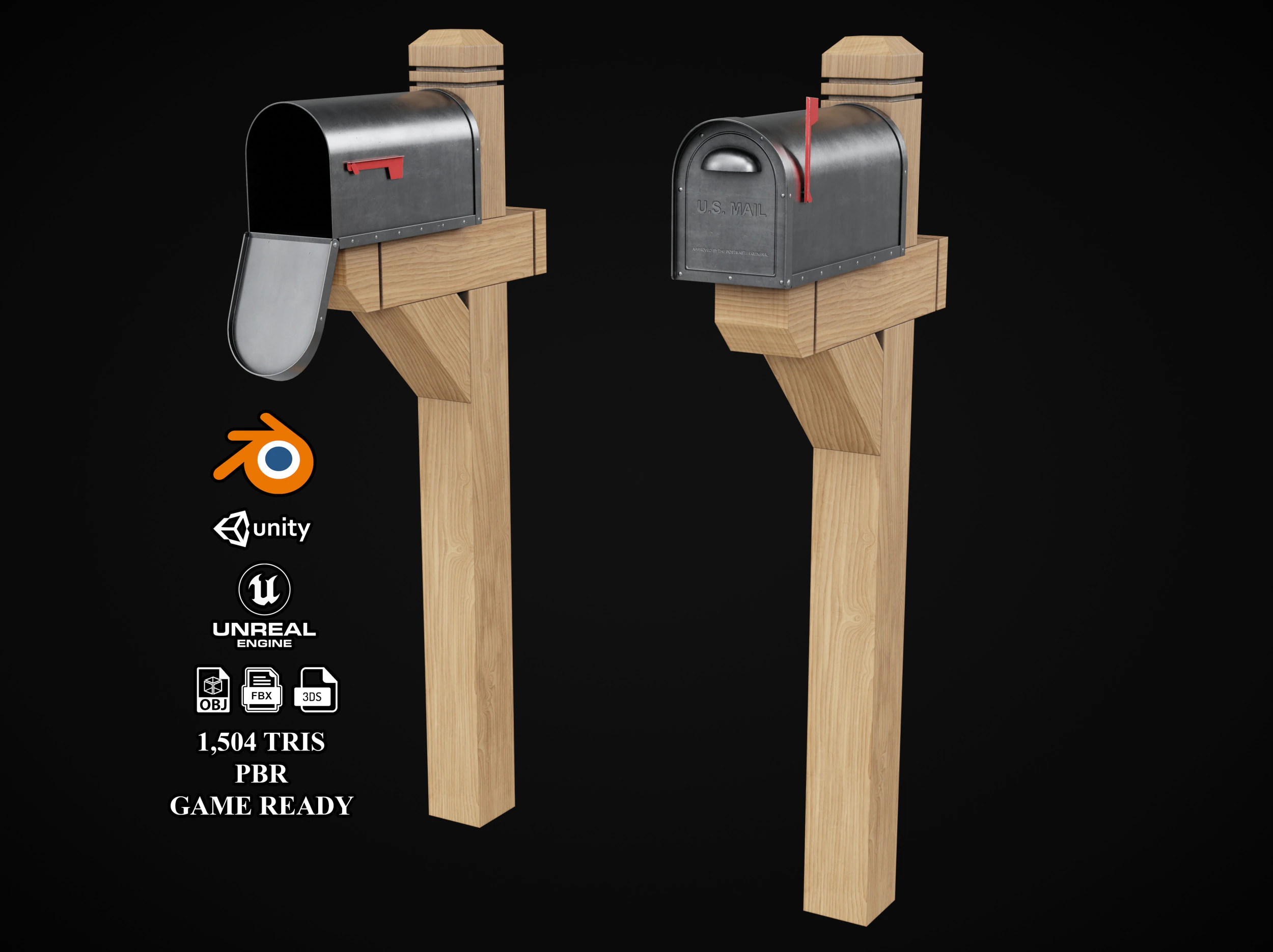 Mailbox 3D Model .c4d .max .obj .3ds .fbx .stl .blend 