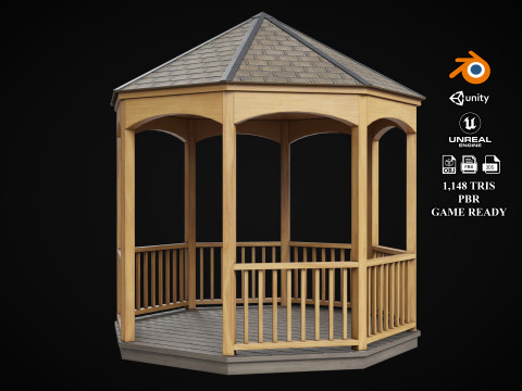 Wooden Pergola Gazebo Modelo 3D