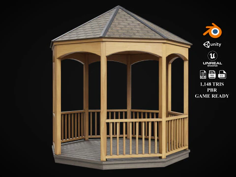Gazebo Pergolato In Legno Modello 3D