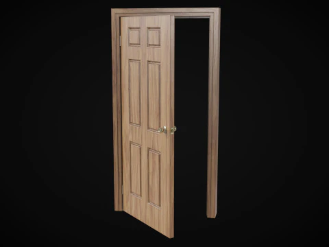 Low Poly Door wooden 3D Model