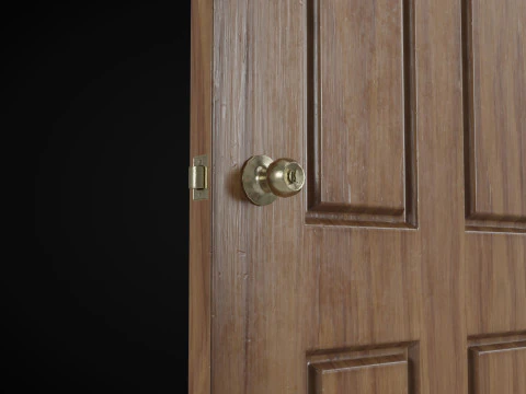 Low Poly Door wooden 3D Model