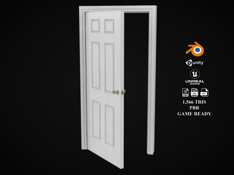 Low Poly Door wooden 3D Model