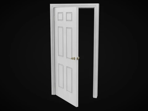 Low Poly Door wooden 3D Model