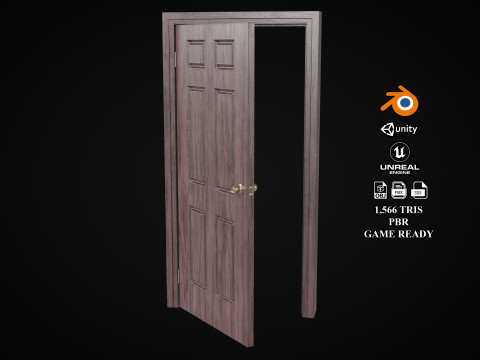 Low Poly Door wooden 3Dモデル