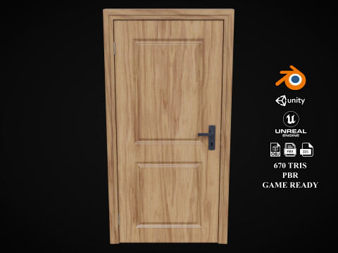 Low Poly Door wooden 3Dモデル