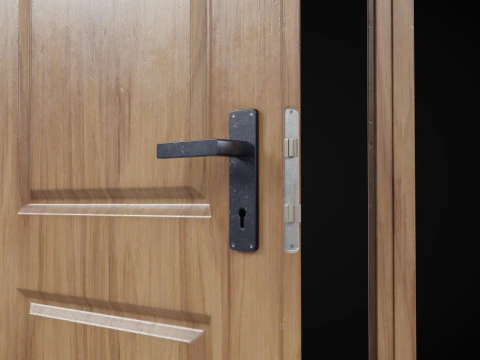 Low Poly Door wooden 3D Model
