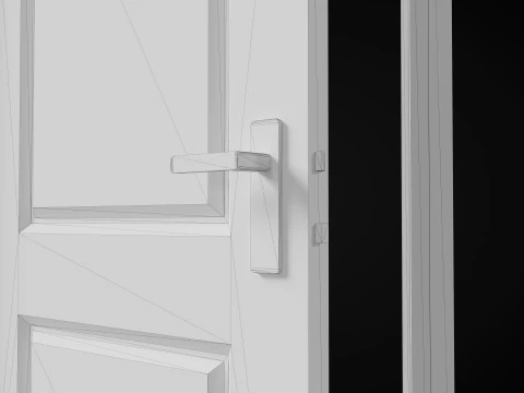 Low Poly Door wooden 3D Model