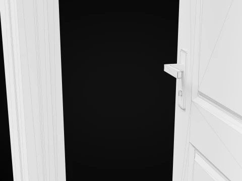 Low Poly Door wooden 3D Model