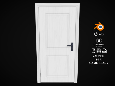 Low Poly Door wooden 3D Модель