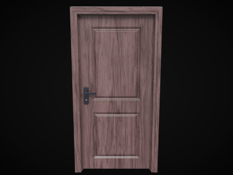 Low Poly Door wooden Model 3D