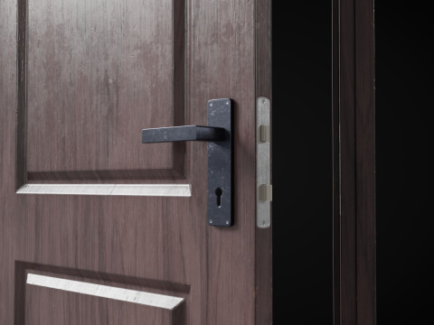 Low Poly Door wooden Model 3D
