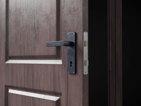 Low Poly Door wooden 3D Model