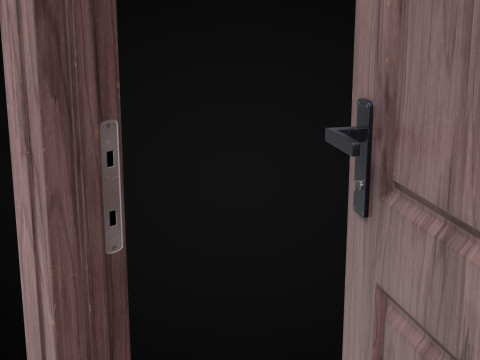 Low Poly Door wooden Model 3D