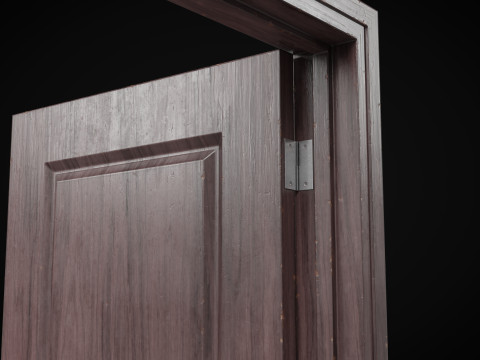 Low Poly Door wooden Model 3D
