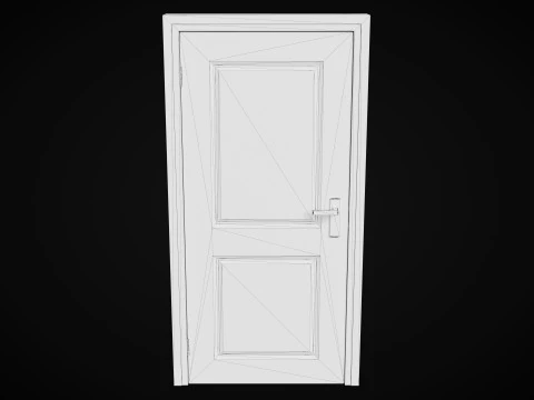 Low Poly Door wooden 3D Model