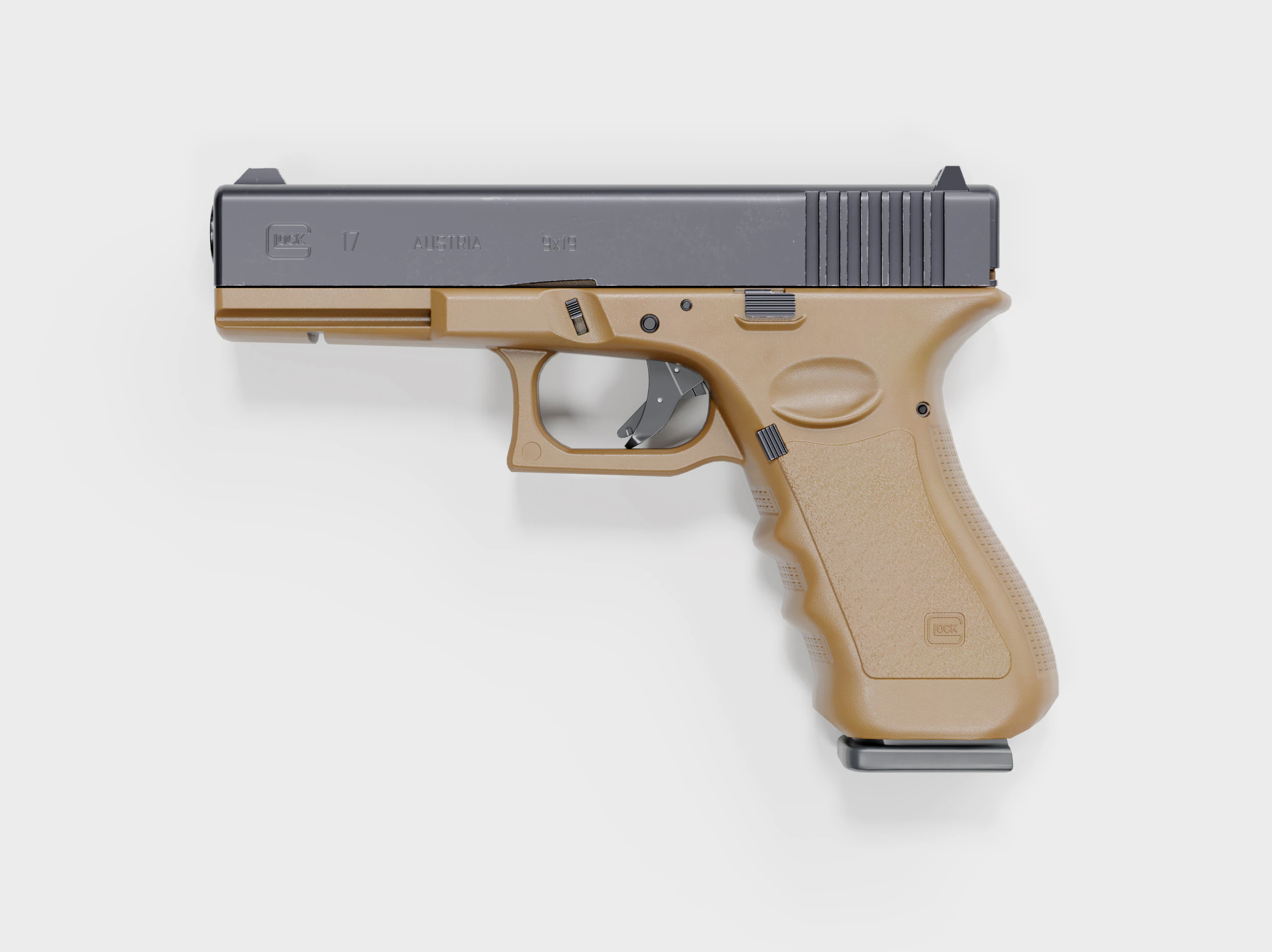 Pistola Glock 17 FDE Modello 3D .c4d .max .obj .3ds .fbx .stl .blend