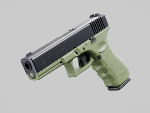 Glock 17 OD Green Pistol 3D Model