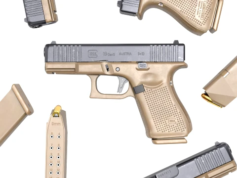 Glock-19 FDE Pistol 3D Model