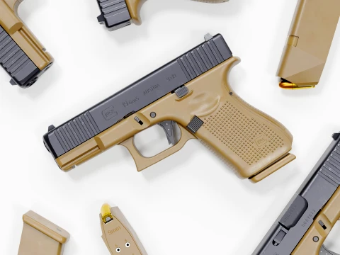Glock-19 FDE Pistol 3D Model