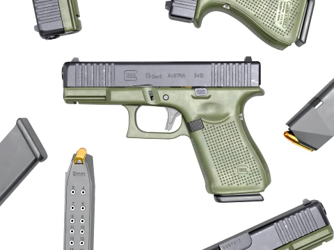 Glock-19 OD Green 3D Model