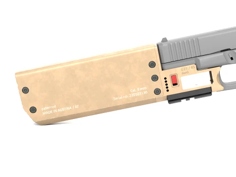 Fischer Development Suppressor for Glock 19 Gen5 FDE 3D Model