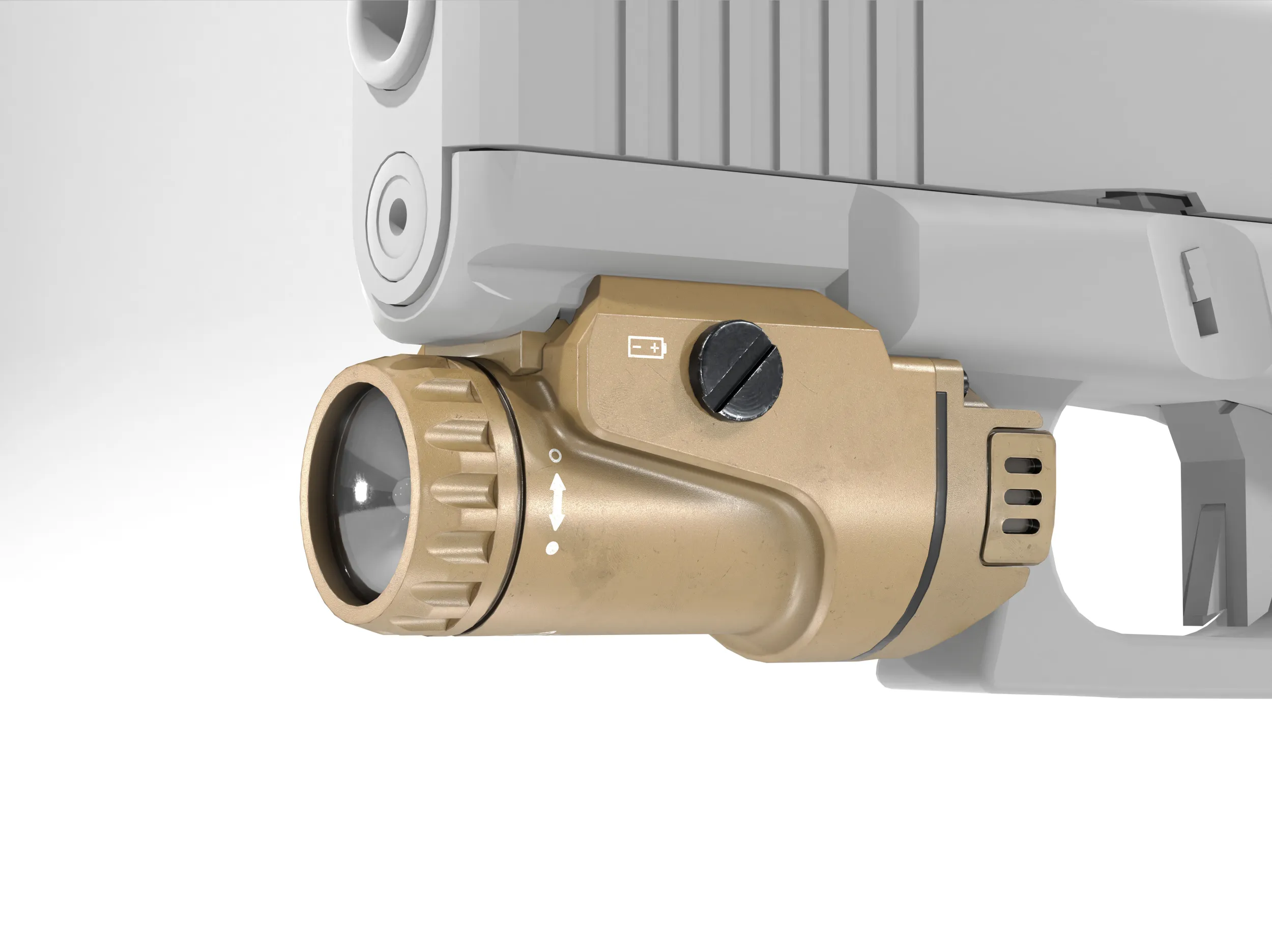Compact Weapon Mounted Light FDE 3D Model .c4d .max .obj .3ds .fbx .stl .blend 
