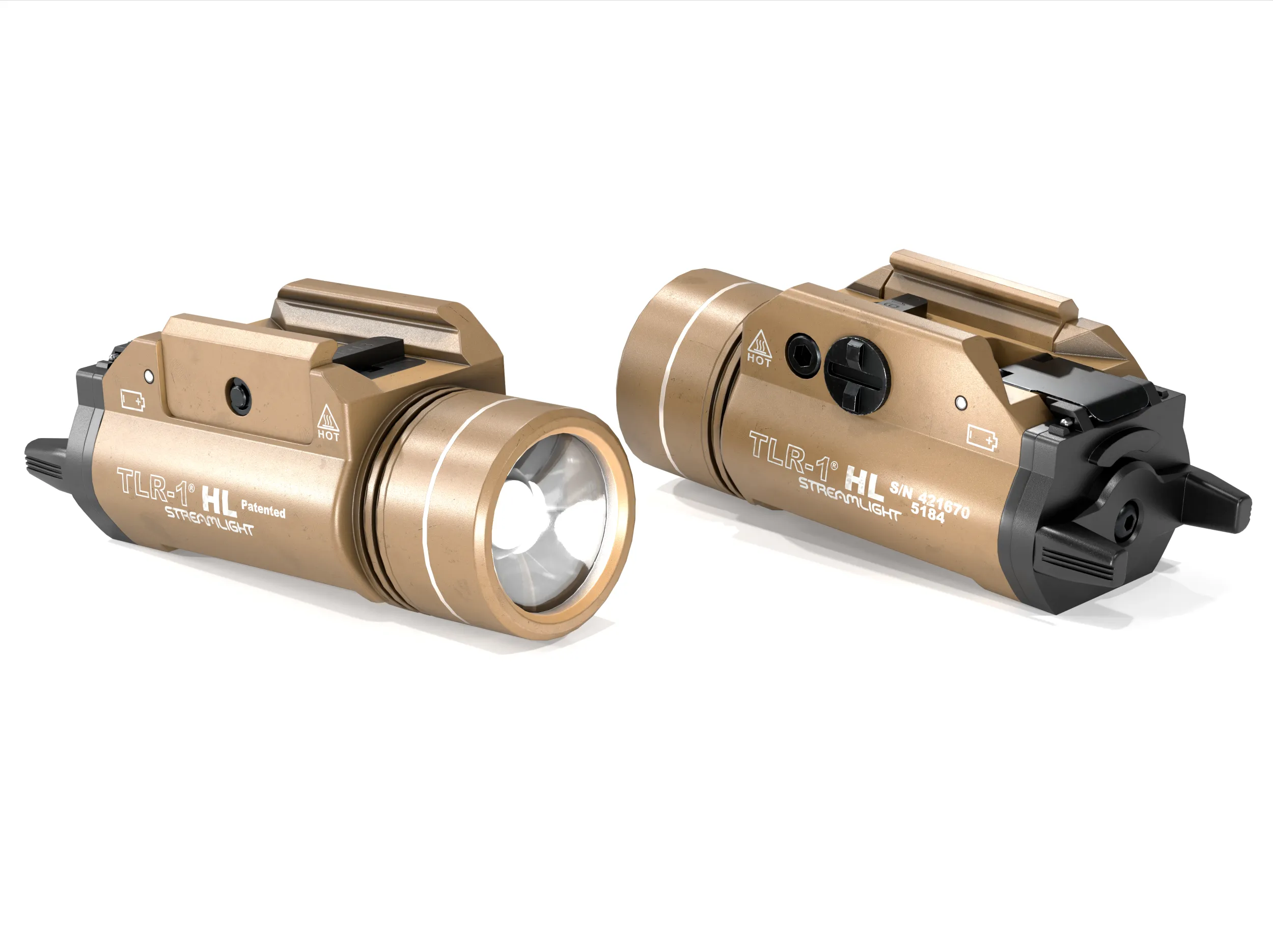 TLR-1 HL StreamLight Tactical Weapon Light FDE 3D Model .c4d .max .obj .3ds .fbx .stl .blend 