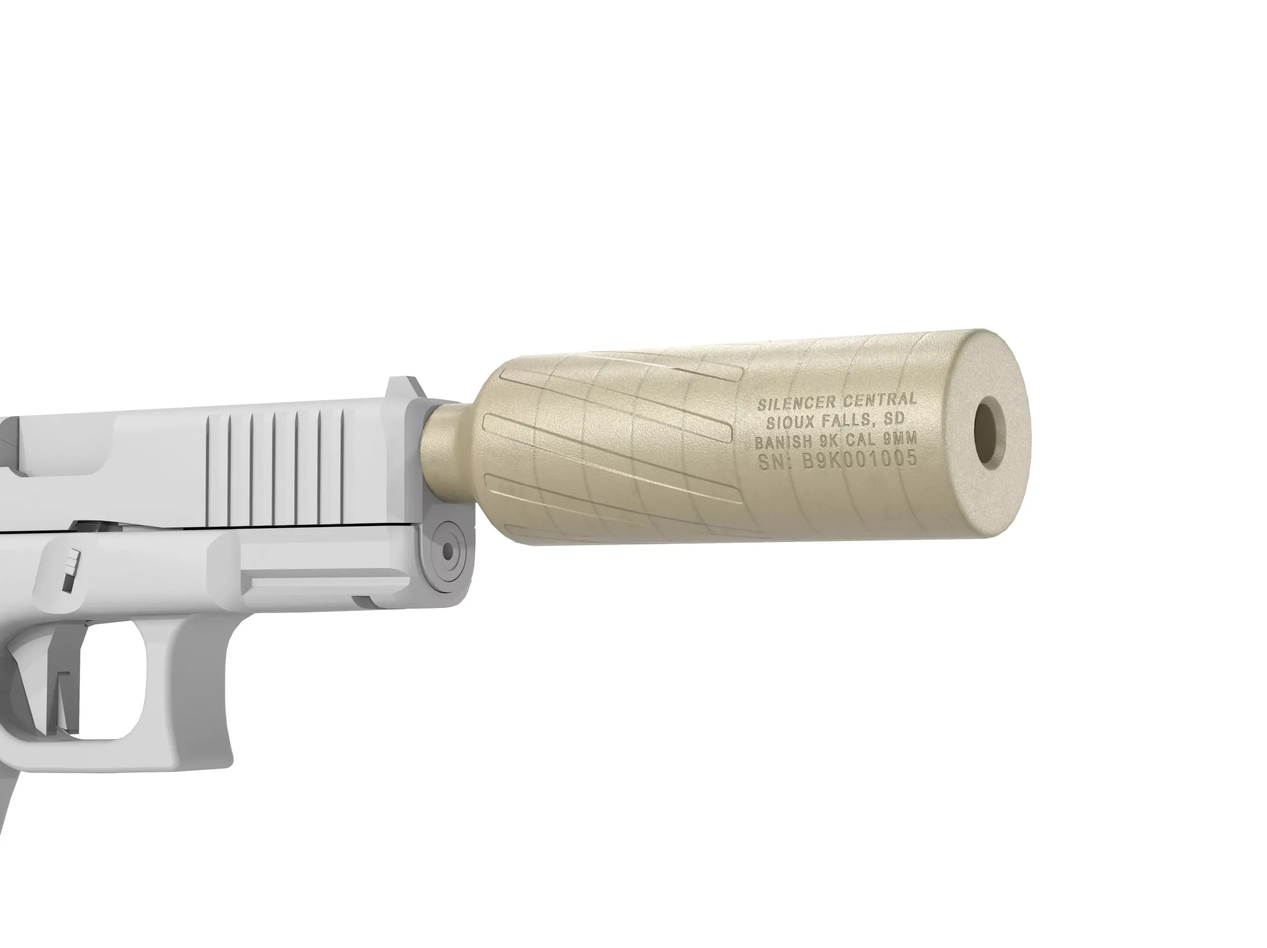 Banish 9k Suppressor FDE 3D Model .c4d .max .obj .3ds .fbx .stl .blend 