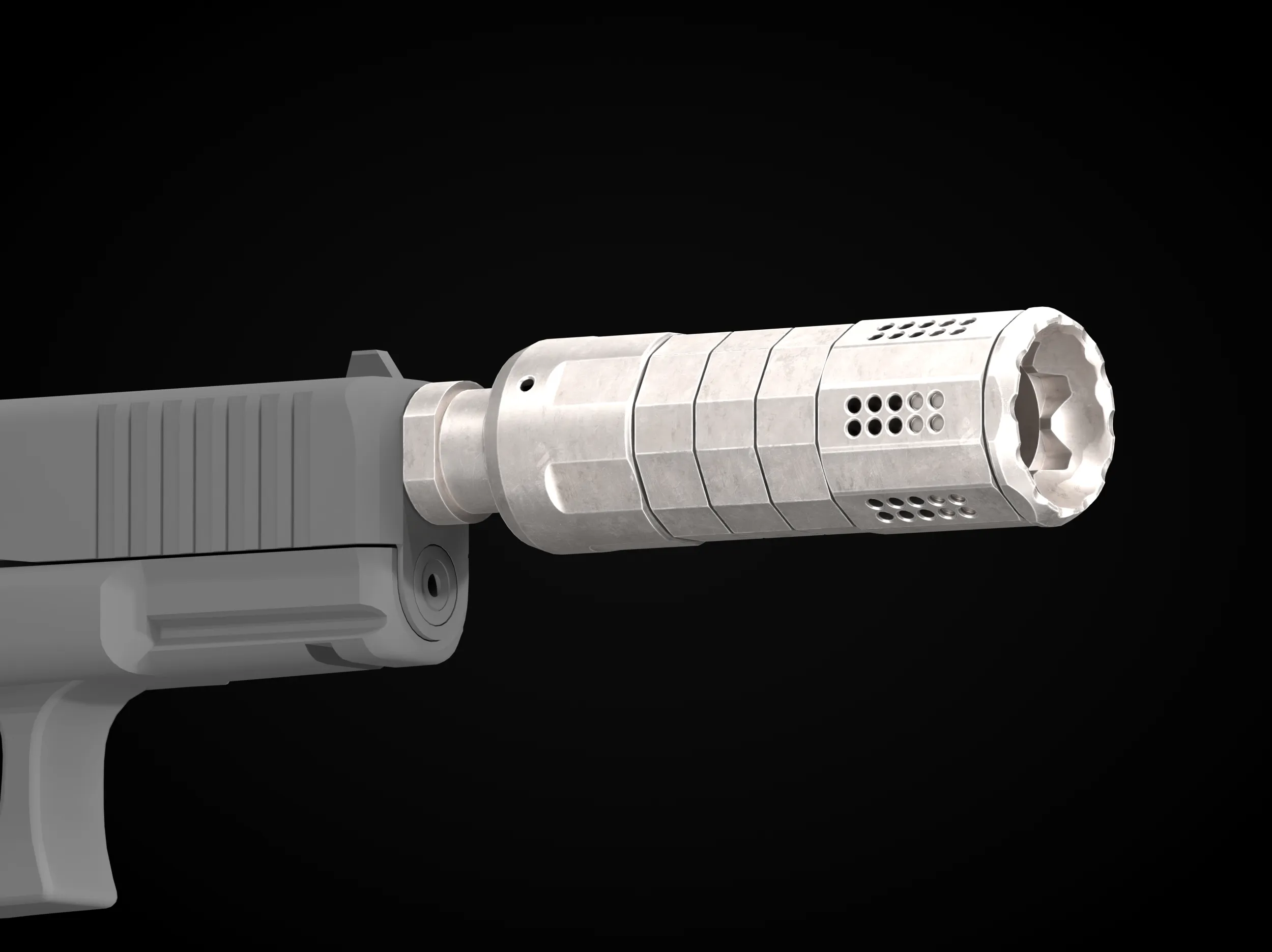 Strike Pistol Linear Compensator 3D Model .c4d .max .obj .3ds .fbx .stl .blend 
