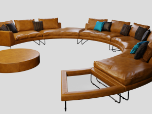 Add Look Round Luxury Designer Leather Sofa Modelo 3D