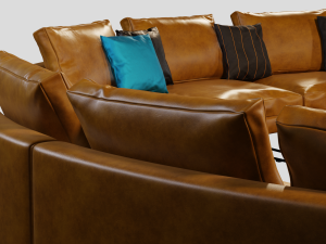 Add Look Round Luxury Designer Leather Sofa Modelo 3D