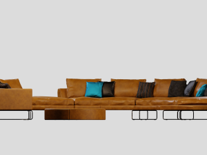 Add Look Round Luxury Designer Leather Sofa Modelo 3D