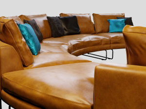 Add Look Round Luxury Designer Leather Sofa Modelo 3D