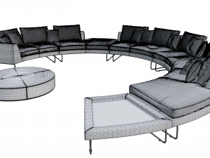 Add Look Round Luxury Designer Leather Sofa Modelo 3D