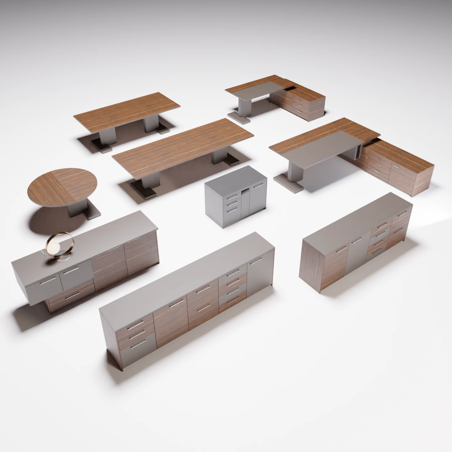 Executive Inca Office System 3D Model .c4d .max .obj .3ds .fbx .stl .blend 