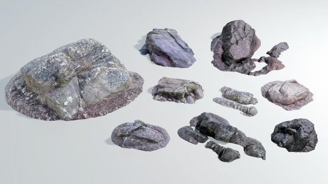 Beach Rocks - 9 Pack 3Dモデル .c4d .max .obj .3ds .fbx .stl .blend 