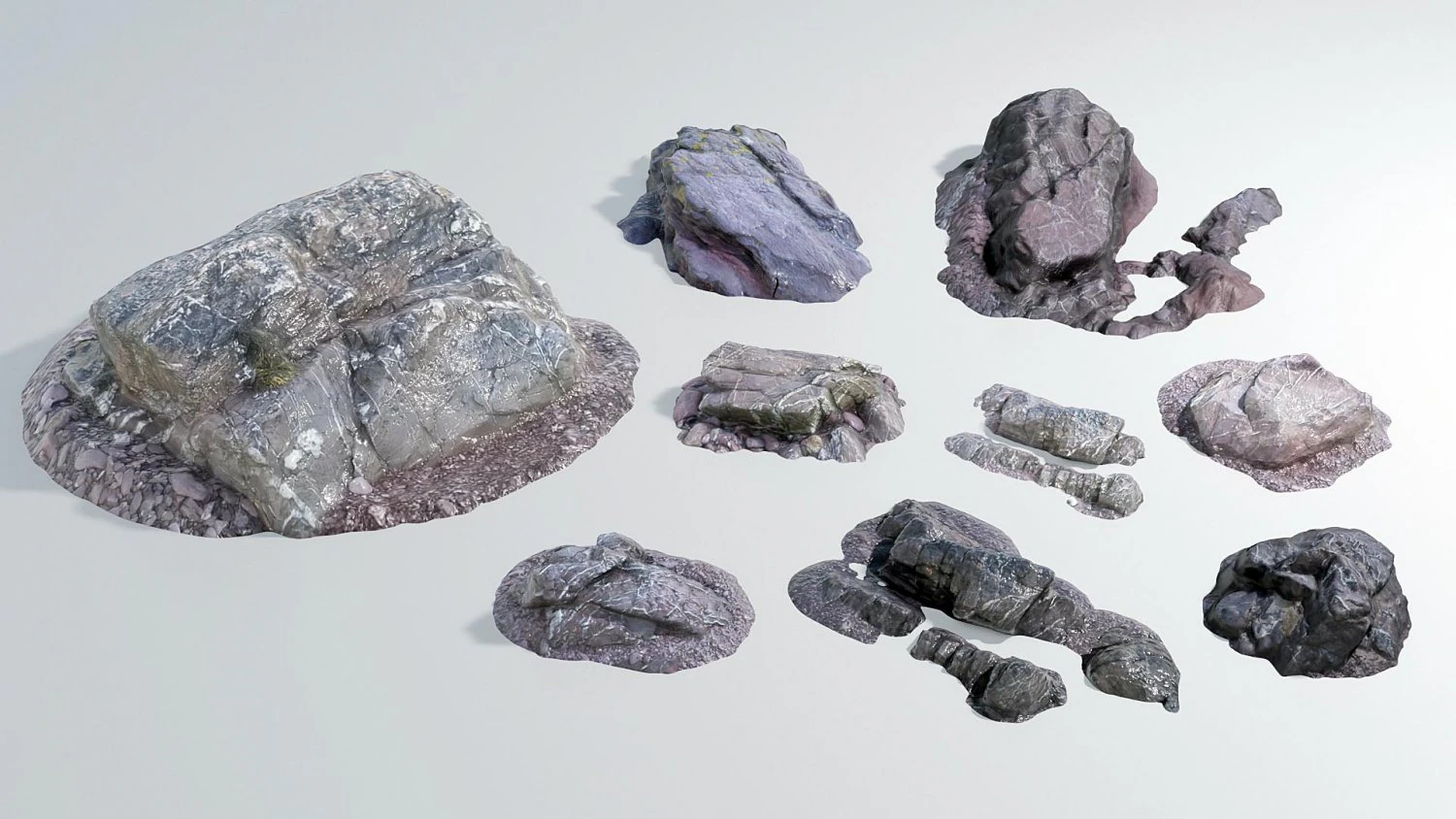 Beach Rocks - 9 Pack 3D Model .c4d .max .obj .3ds .fbx .stl .blend 