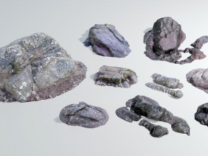 Beach Rocks - 9 Pack Model 3D