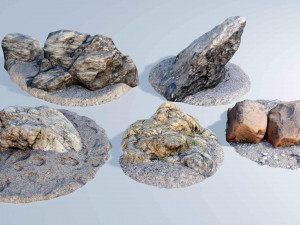 5 Rocks - Photoscanned Beach Rock Models Modelo 3D