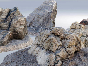 5 Rocks - Photoscanned Beach Rock Models Model 3D