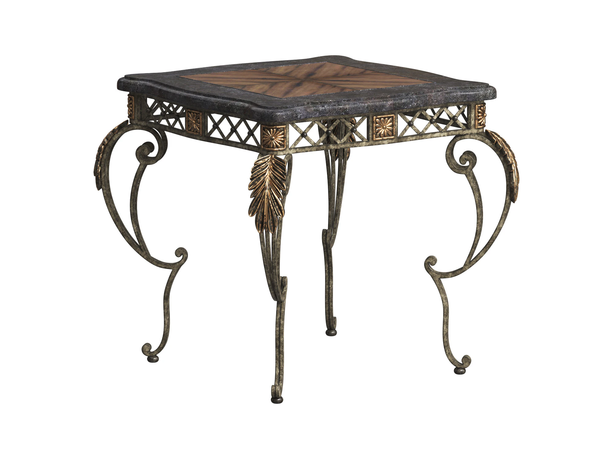 Sanchez End Table with Decorative Metal Base 3D Model .c4d .max .obj .3ds .fbx .stl .blend 