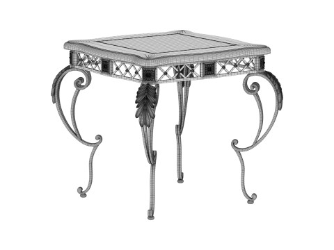 Sanchez End Table with Decorative Metal Base Modelo 3D