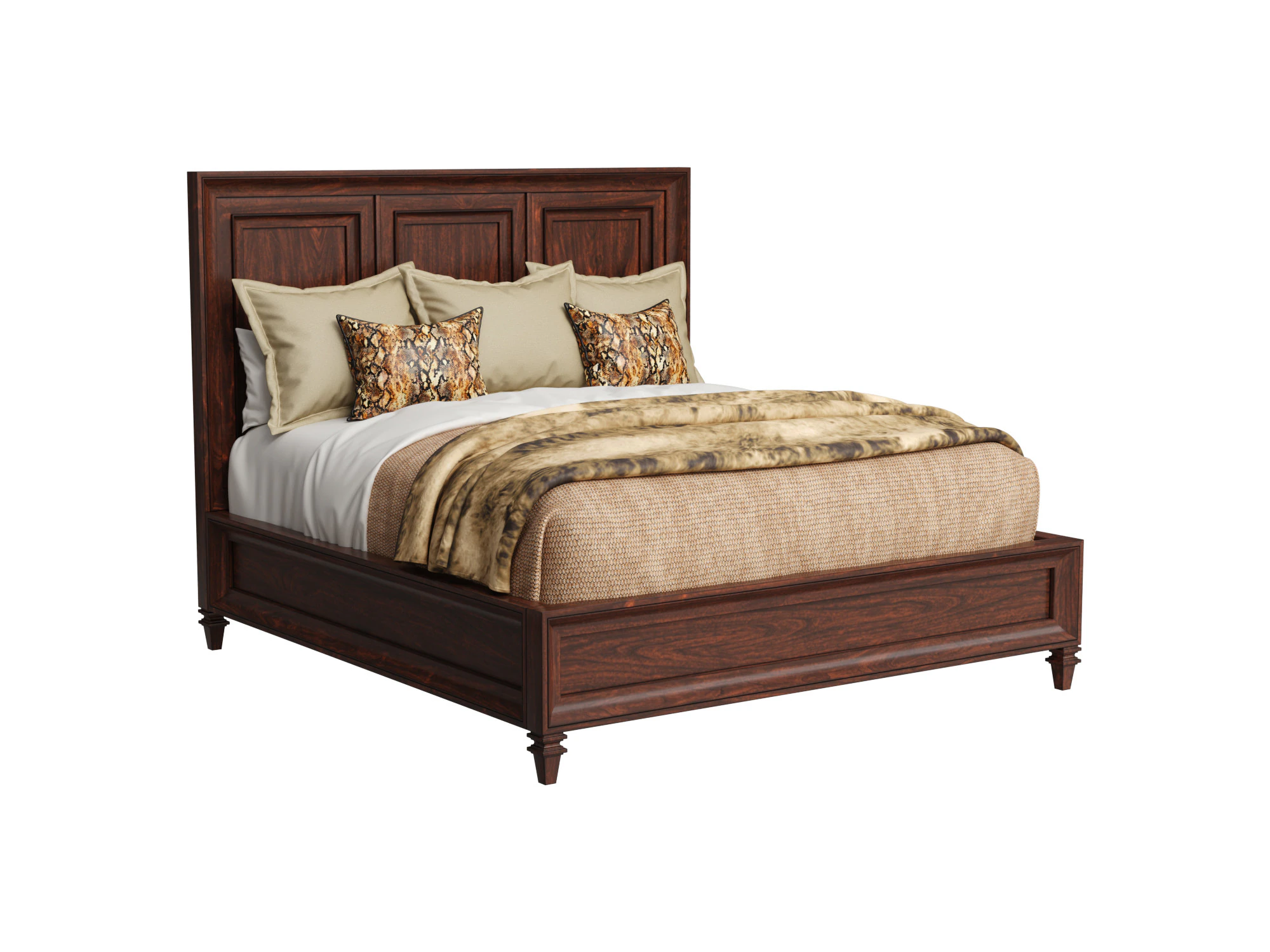 Walnut Creek Wood Panel Bed 3D Model .c4d .max .obj .3ds .fbx .stl .blend 