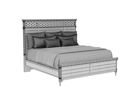 Cypress Grove Wood Panel Bed in Parchment 3Dモデル